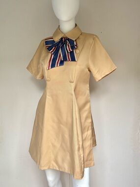 M3GAN movie Classic Cream Short-Sleeve Kids Dress with Striped Bow